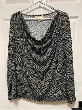MICHAEL | Michael Kors | Animal/Zebra Print | Cowl | Long Sleeve Top| Size XL
